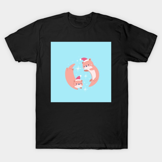 Christmas Otters T-Shirt by esturgeo